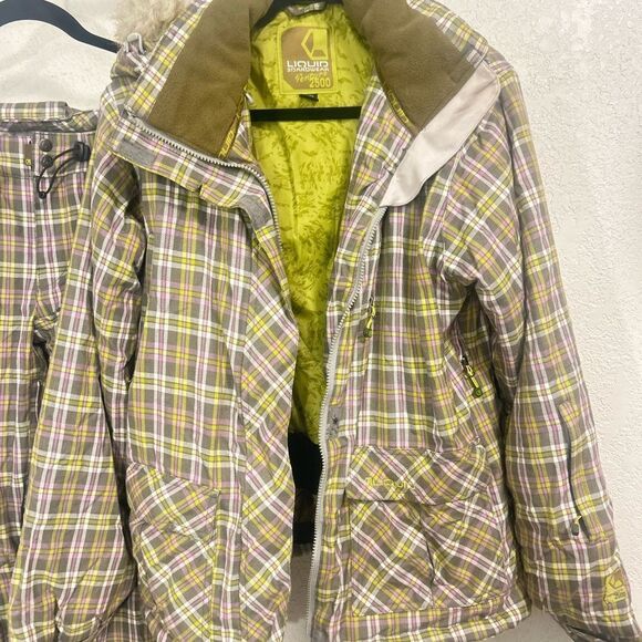 Liquid Boardwear Plaid snowboarding Jacket and Pants Set size XL/TG - Picture 2 of 12
